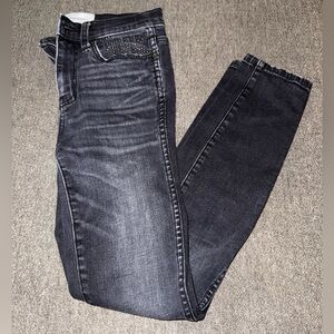 Current/Elliot Dark Gray Skinny Jeans With Sequins